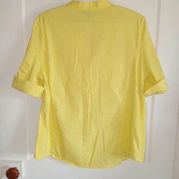5 for $10 Anne Klein Yellow 1/4 Rollup Sleeve Button Down VNeck Top size XL - Picture 8 of 8